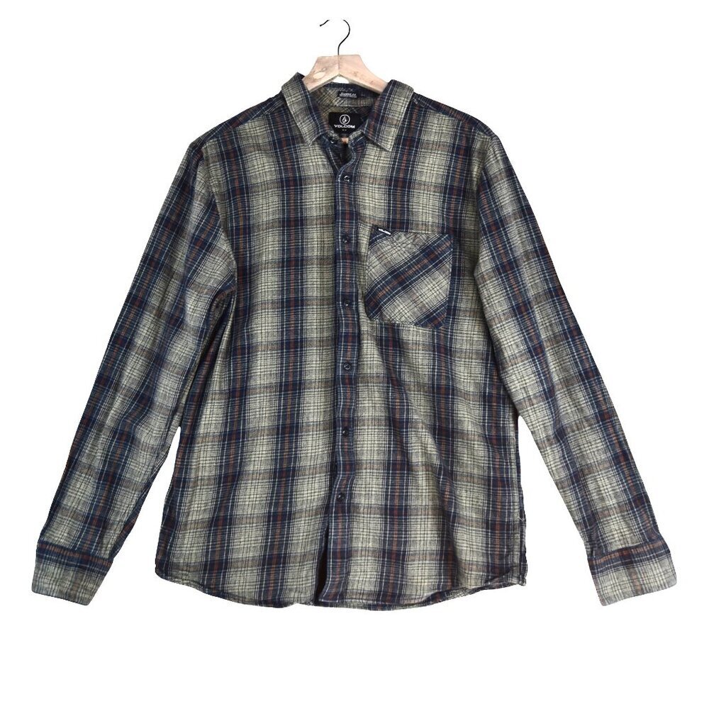 Volcom Flannel Shirt Size M Plaid Skater Grunge Long Sleeve Button Up
